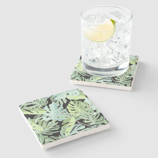 Dschungel-Blumenmuster 2 Steinuntersetzer (Seitenansicht)