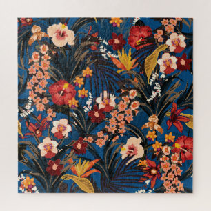 Dschungel Chic: Dunkelblau Exotisch. Puzzle