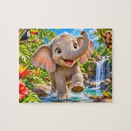 Dschungel-Elefant-Abenteuer Puzzle (Horizontal)