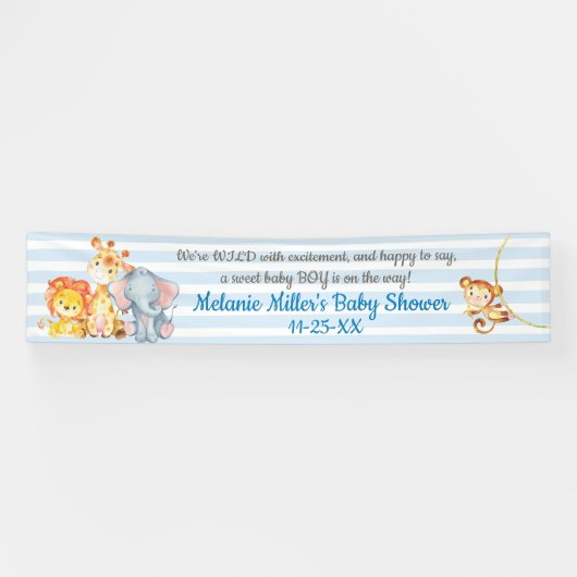 Dschungel-Elefant-Babyparty-Fahne Banner (Horizontal)