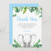 Dschungel-Elefant-Jungen-Babyparty Dankeskarte (Vorne/Hinten)