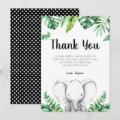 Dschungel-Elefant-Jungen-Babyparty-Schwarzes Dankeskarte (Vorne/Hinten)