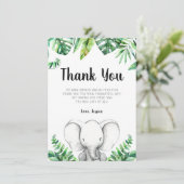 Dschungel-Elefant-Jungen-Babyparty-Schwarzes Dankeskarte (Stehend Vorderseite)