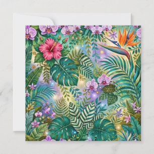 Dschungel-Fantasie-Blumen Lila Grün Gold Träumeris Mitteilungskarte