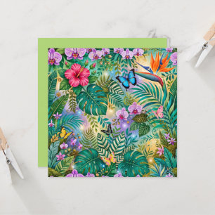 Dschungel-Fantasie Schmetterlinge Blumen Fröhlich Karte