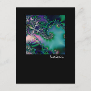 Dschungel · Fraktal-Kunst · Lila u. aquamarin Einladung