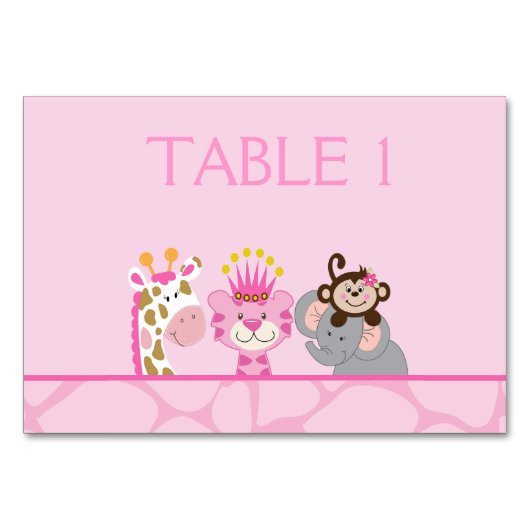 Dschungel & Freunde - CustomizedTable Card Tischnummer (Vorderseite)