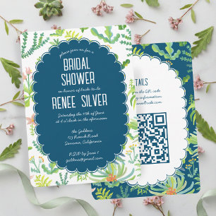 Dschungel-Garten-Aquarell-Individual QR Brautpart Einladung
