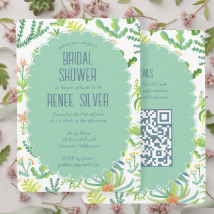 Dschungel-Garten-Aquarell-Individual QR Brautpart Einladung