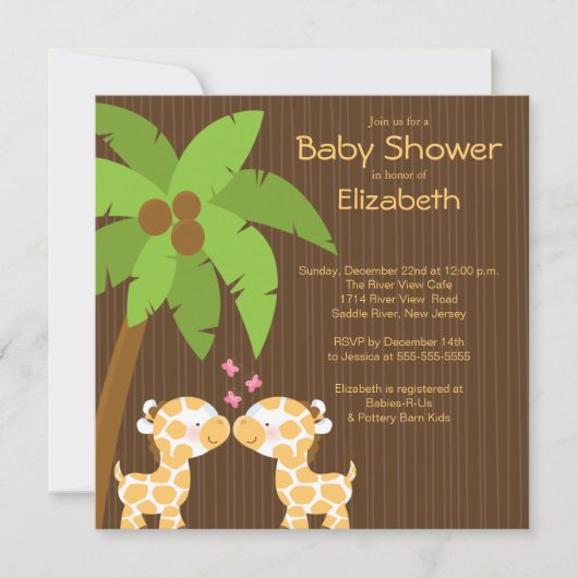 Dschungel-Giraffe-Multiple-Baby-Dusche Einladungen (Vorderseite)