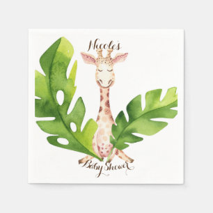 Dschungel-Giraffe-Watercolor-Baby-Shower-Party Serviette