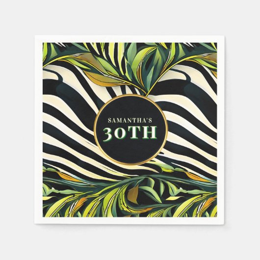 Dschungel Glam Zebra Tierdruck Geburtstag Alter Serviette (Vorderseite)