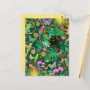 Dschungel Golden Fantasy Surreal Exotisch Postkarte