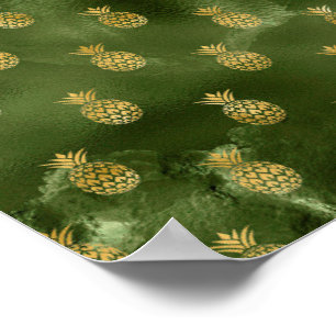 Dschungel Grün Gelbe Ananas Tropisches Obst Poster