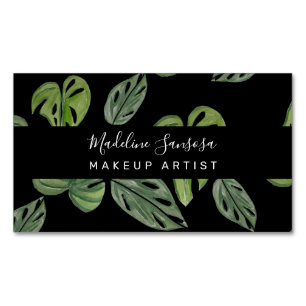 Dschungel Grün Wasserfarbe Monstera Salon Make-up  Magnetische Visitenkarte
