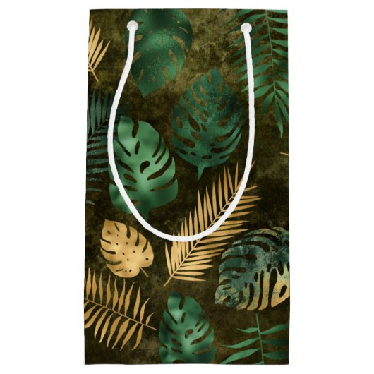 Dschungel Grüngelbe tropische Blätter Kleine Geschenktüte (Vorderseite)