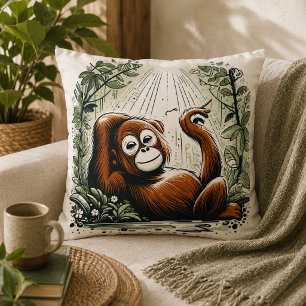 Dschungel-Harmonie: Orang-Utan-inspiriert Kissen