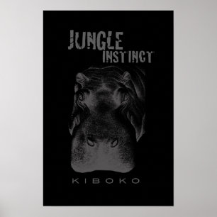 Dschungel Instinct™_Kiboko_hippo auf Schwarzem Poster