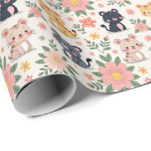 Dschungel-Kartontiere und Blumen Geschenkpapier (Rolleneckpunkt)