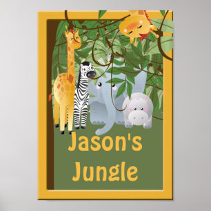 Dschungel-Kinderzimmer-Personalisiertes Poster