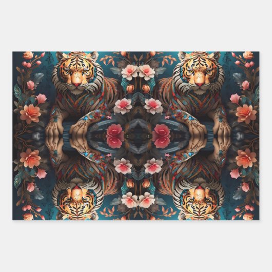 Dschungel King majestätisch Löwe panther & tiger Geschenkpapier Set (Vorderseite 2)