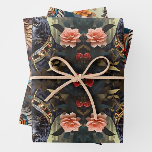 Dschungel King majestätisch Löwe panther & tiger Geschenkpapier Set (Beispiel)