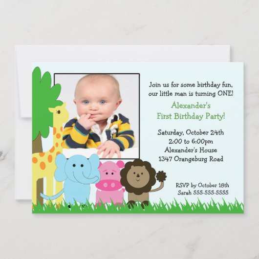 Dschungel-Kumpel-Foto-Geburtstags-Einladung Einladung (Vorderseite)
