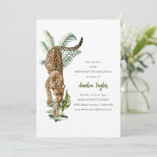 Dschungel-Leopard-Aquarell 40. Geburtstagsfeier Einladung