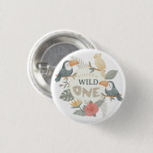 Dschungel-Leopard-Tropischer-Tukan-Erstgeburtstag Button (Vorne & Hinten)