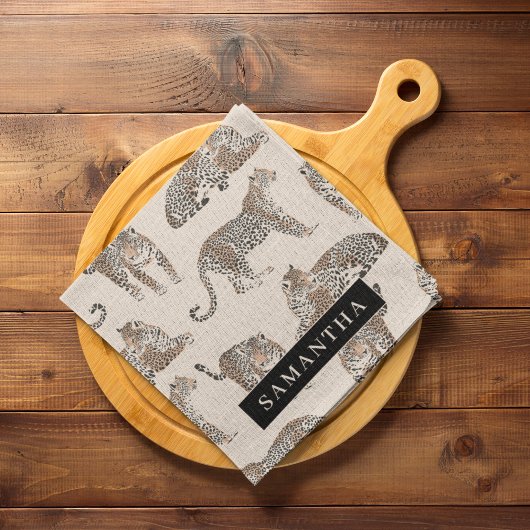 Dschungel-Leopard Wildtier-Muster Geschirrtuch