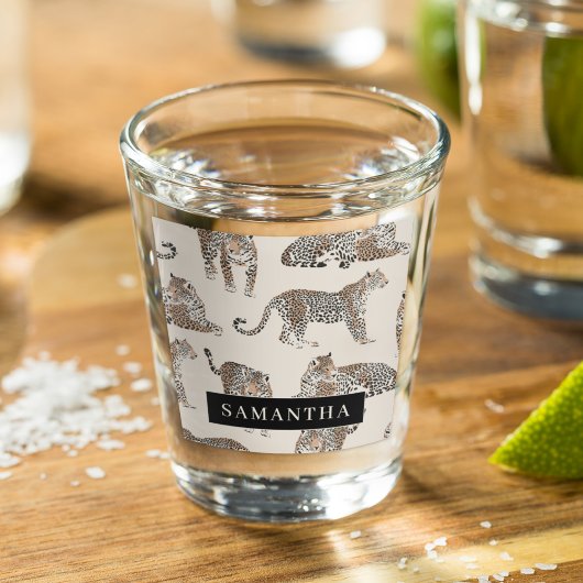 Dschungel-Leopard Wildtier-Muster Schnapsglas