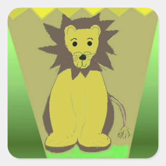 Dschungel Löwe Quadratischer Aufkleber (Vorderseite)