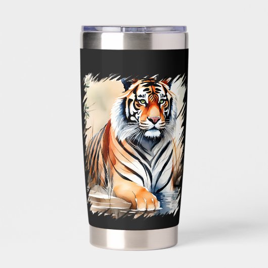 Dschungel mit coolem Tiger Thermobecher (Rückseite)