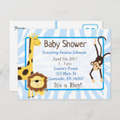 Dschungel oder Zootiere Themed Baby Dusche Einladungspostkarte (Vorne/Hinten)