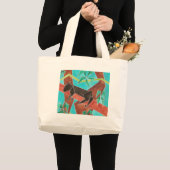 Dschungel Panther Original Abstracte Kunst Jumbo Stoffbeutel (Vorderseite (Produkt))