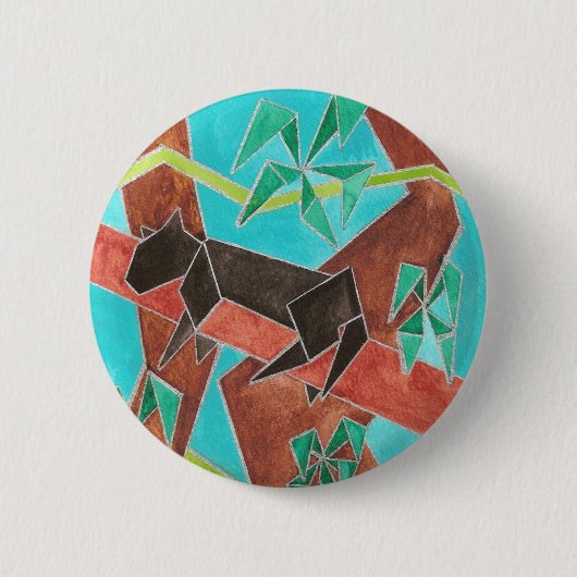 Dschungel Panther Original Abstrakt Kunst Button (Vorderseite)