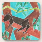 Dschungel Panther Original Abstrakt Kunst Getränkeuntersetzer (Vorderseite)