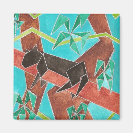 Dschungel Panther Original Abstrakt Kunst Magnet (Vorne)