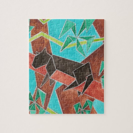 Dschungel Panther Original Abstrakt Kunst Puzzle (Vertikal)