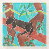 Dschungel Panther Original Abstrakte Kunst Glasuntersetzer (Vorderseite)