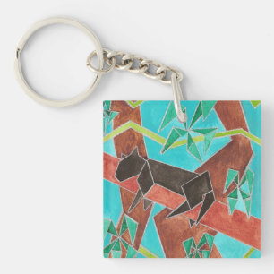 Dschungel Panther Original Abstrakte Kunst Schlüsselanhänger