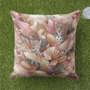 Dschungel Pink und Brauner Leopard  Kissen