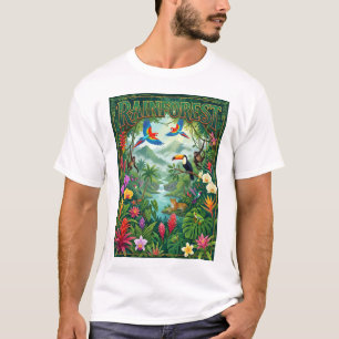 dschungel Regenwald farbenfroher Posterhintergrund T-Shirt