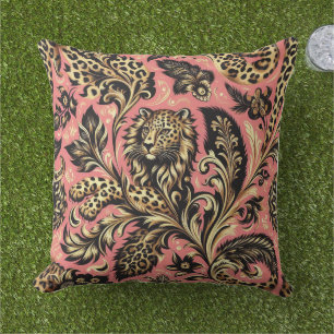 Dschungel Rosa und Schwarzer Leopard Kissen