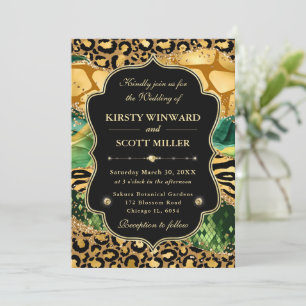 Dschungel-Safari-Achat-Leopard- und Gold-Akzent-Ho Einladung