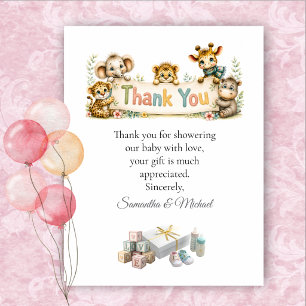 Dschungel-Safari-Baby-Shower-Dankeskarten Dankeskarte