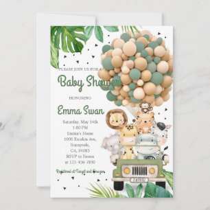 Dschungel-Safari-Baby-Shower-grüne Tiere Einladung