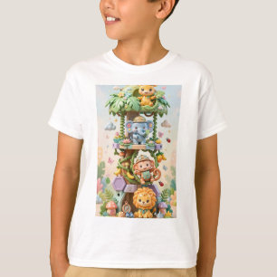 Dschungel-Safari-Baumturm - Giraffe Elefant T-Shirt