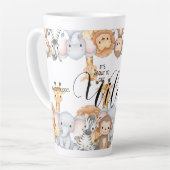 Dschungel-Safari "Es Wird Wild" Baby Shower Milchtasse (Linke Ecke)