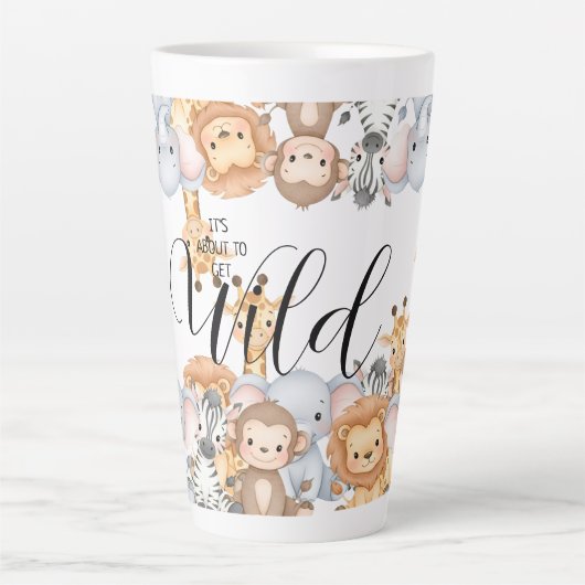 Dschungel-Safari "Es Wird Wild" Baby Shower Milchtasse (Vorderseite)